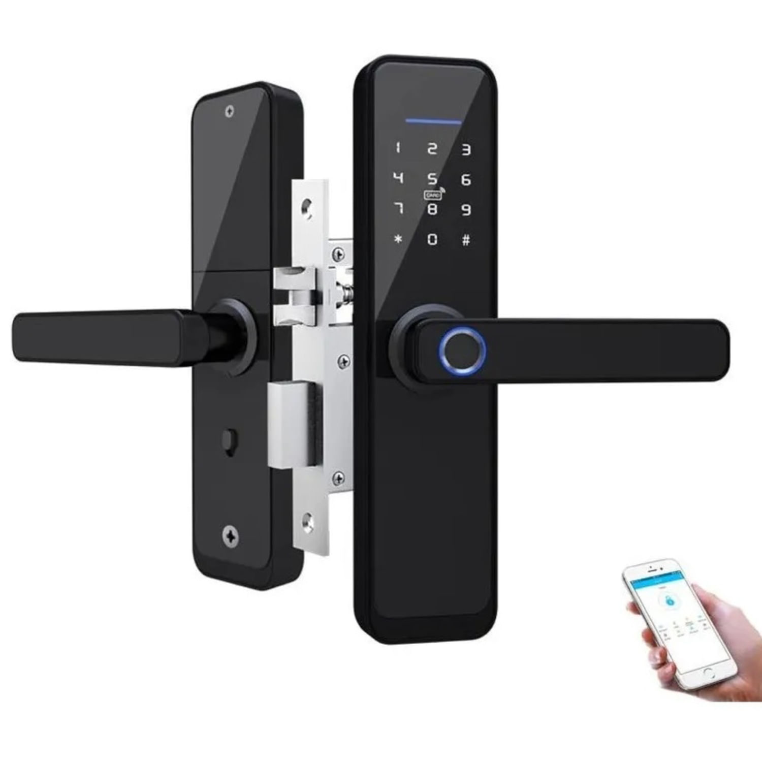 Cerradura Smart con Seguro Biometrico con app tarjeta y clave