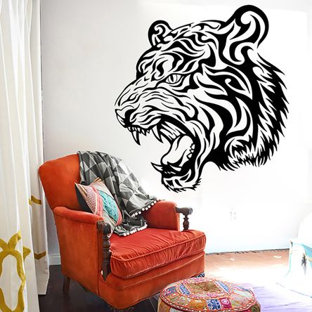 Vinilo Cabeza de Tigre Negro Mediano Sticker Pegatina Viniles Animales