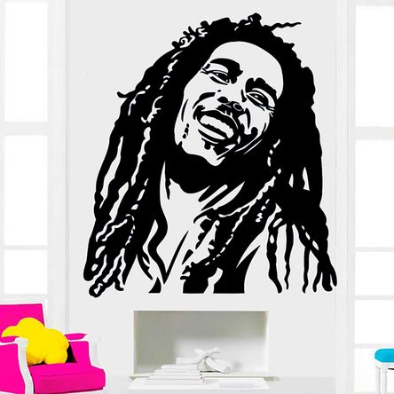 Vinilo Bob Marley Negro Mediano Sticker Pegatina Viniles