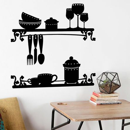 Vinilo Utensilios de Cocina Negro Mediano Sticker Pegatina Viniles