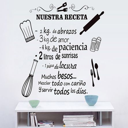 Vinilo Nuestra Receta Negro Mediano Sticker Pegatina Viniles