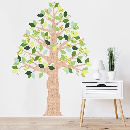 Vinilo Árbol Cedro Marrón y Verde Pequeño Sticker Pegatina