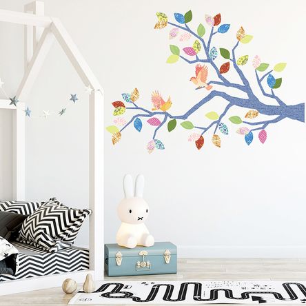 Vinilo Árbol Primav Azul y Multicolor Pequeño Sticker Pegatina