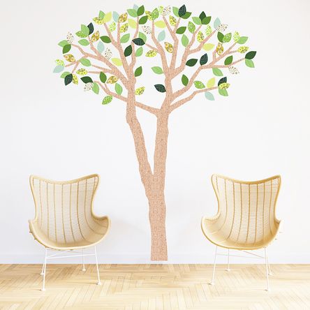 Vinilo Árbol Abedul Marrón y Verde Mediano Sticker Pegatina