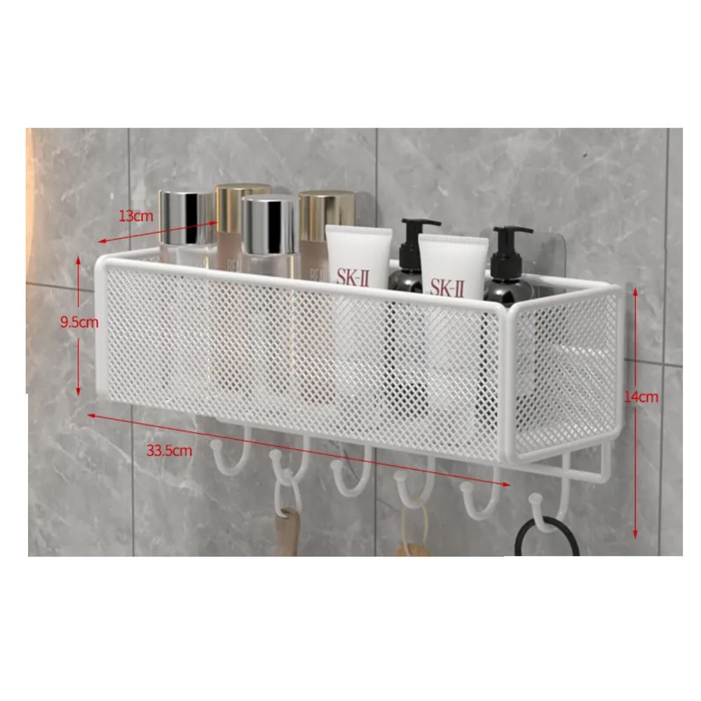 Estante Organizador Para Baño Con Colgadores Multiuso 40cm Blanco - Promart