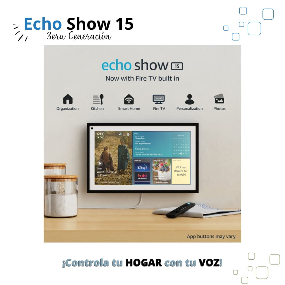 Pantalla inteligente  Echo Show 15 con control remoto