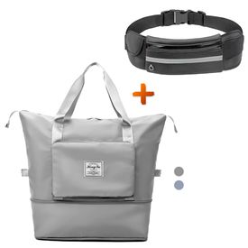 Bolso Viaje Cartera Plegable Expandible Gris RS Y Canguro Riñonera NG  SASHIJA