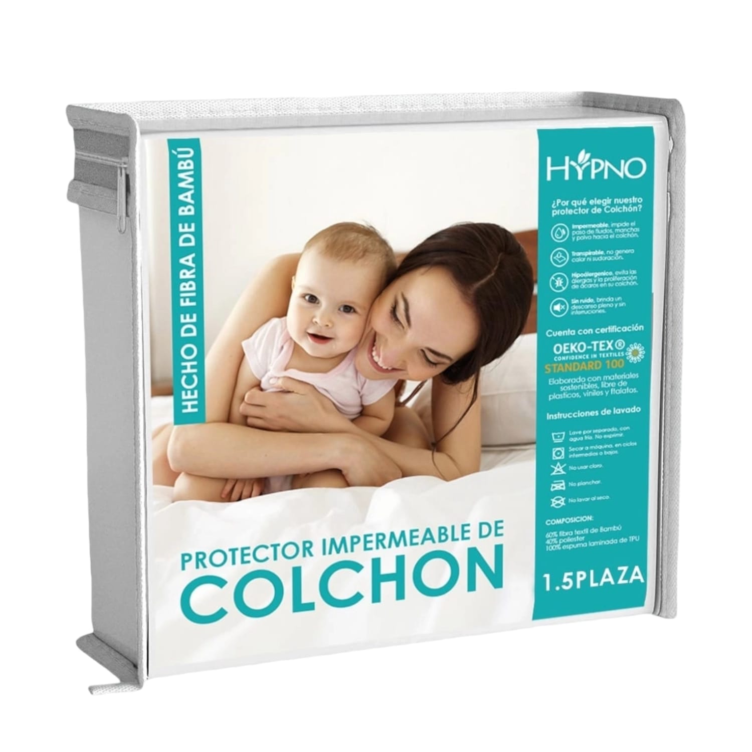 Protector de Colchón Impermeable HYPNO 1.5 Plazas de Bambú
