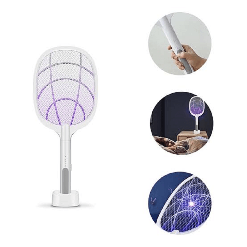 Raqueta Eléctrica  Mata Mosquito con Base