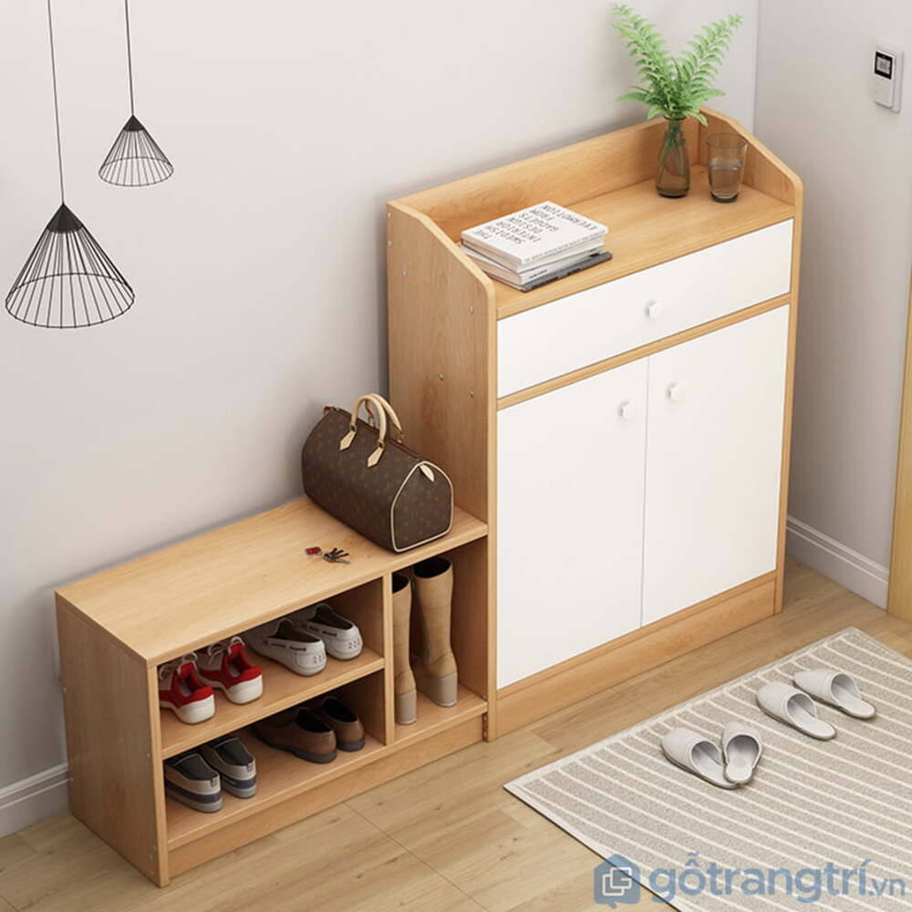 Elegante Zapatera con Estante 2 puertas Orion color Blanco/Duna TU MESITA