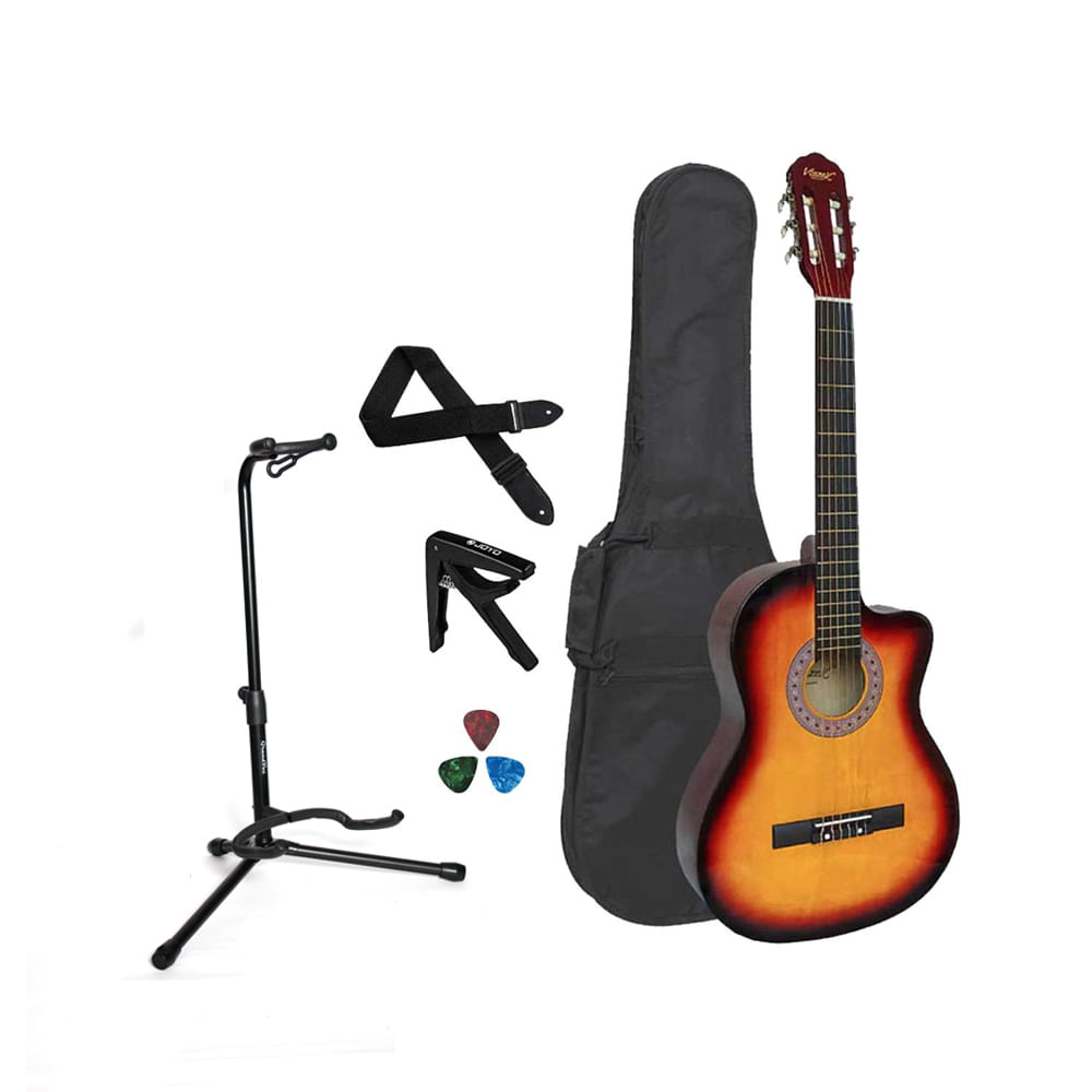 Pack Guitarra Acústica Nylon Sunburst