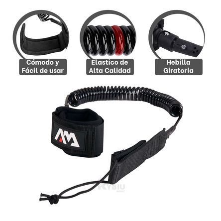 Cuerda Recta para Tabla de Surf Negro