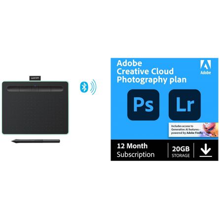 Tableta Digitalizadora Wacom Intuos Bluetooth Creative Pen Kit de Plan de Fotografía Adobe Creative