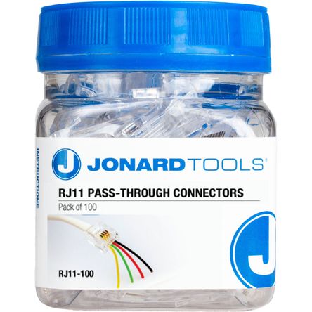Conectores Rj11 Pass Through de Jonard Tools en Frasco de 100 Piezas