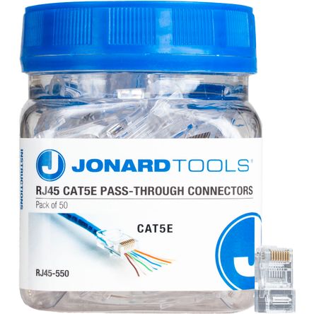 Conectores Rj45 Pass Through Cat 5E de Jonard Tools Frasco de 50 Piezas