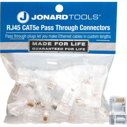 Conectores Rj45 Pass Through Cat 5E de Jonard Tools Bolsa de 25 Piezas