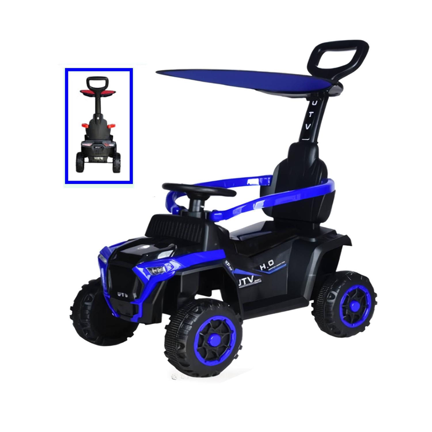 Correpasillo Con Empujador Bugui Tractor UTV con USB Azul