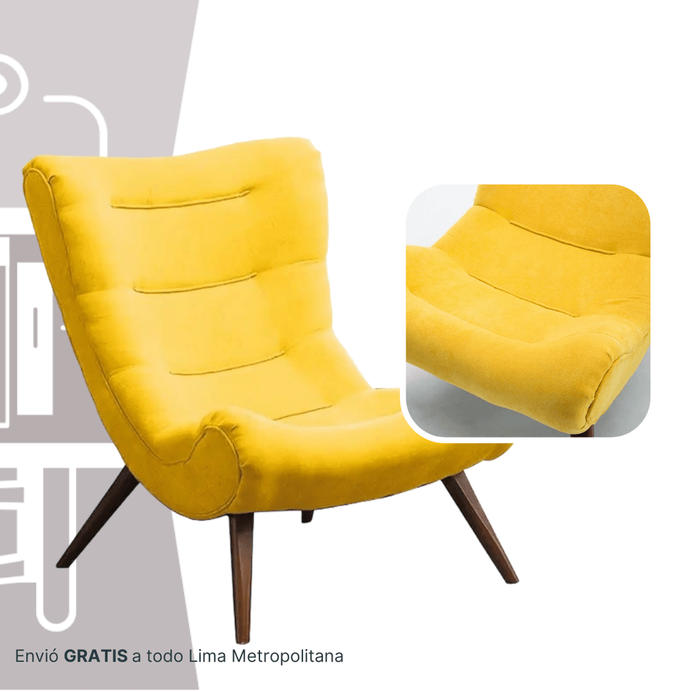 Butaca Lazy + Banqueta Living Furniture Amarillo Promart