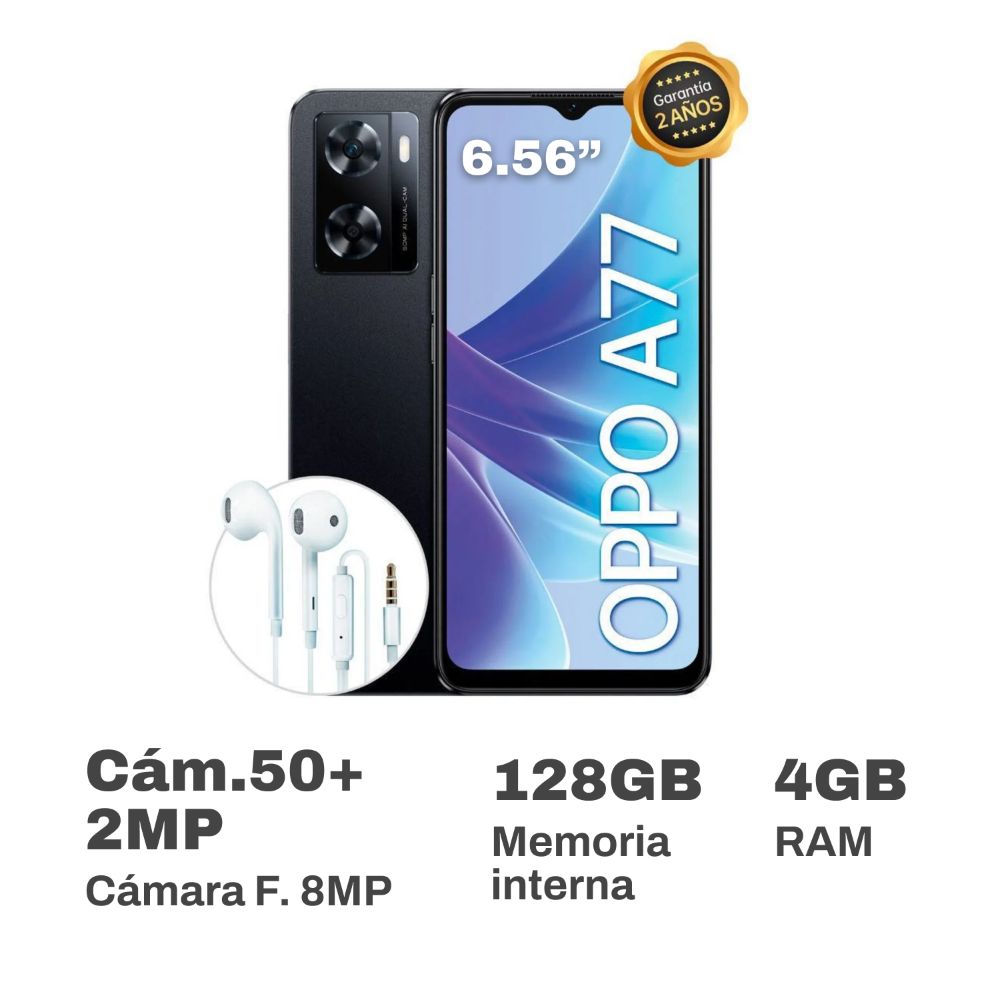 Celular Libre Oppo A77 6.56 128GB 4GB RAM Negro Estrella