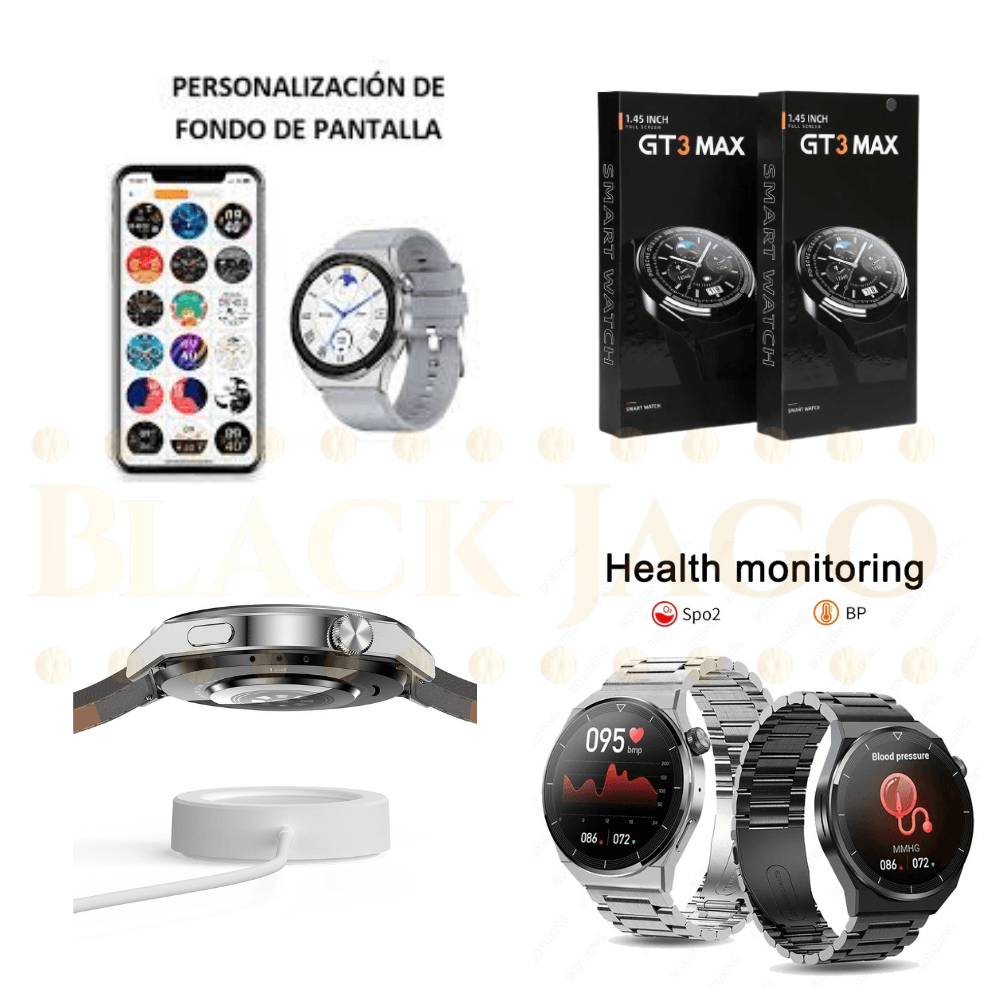 Smartwatch Gt3 Max Reloj Triple Correa Alta Gama Nfc Gps Negro - Promart