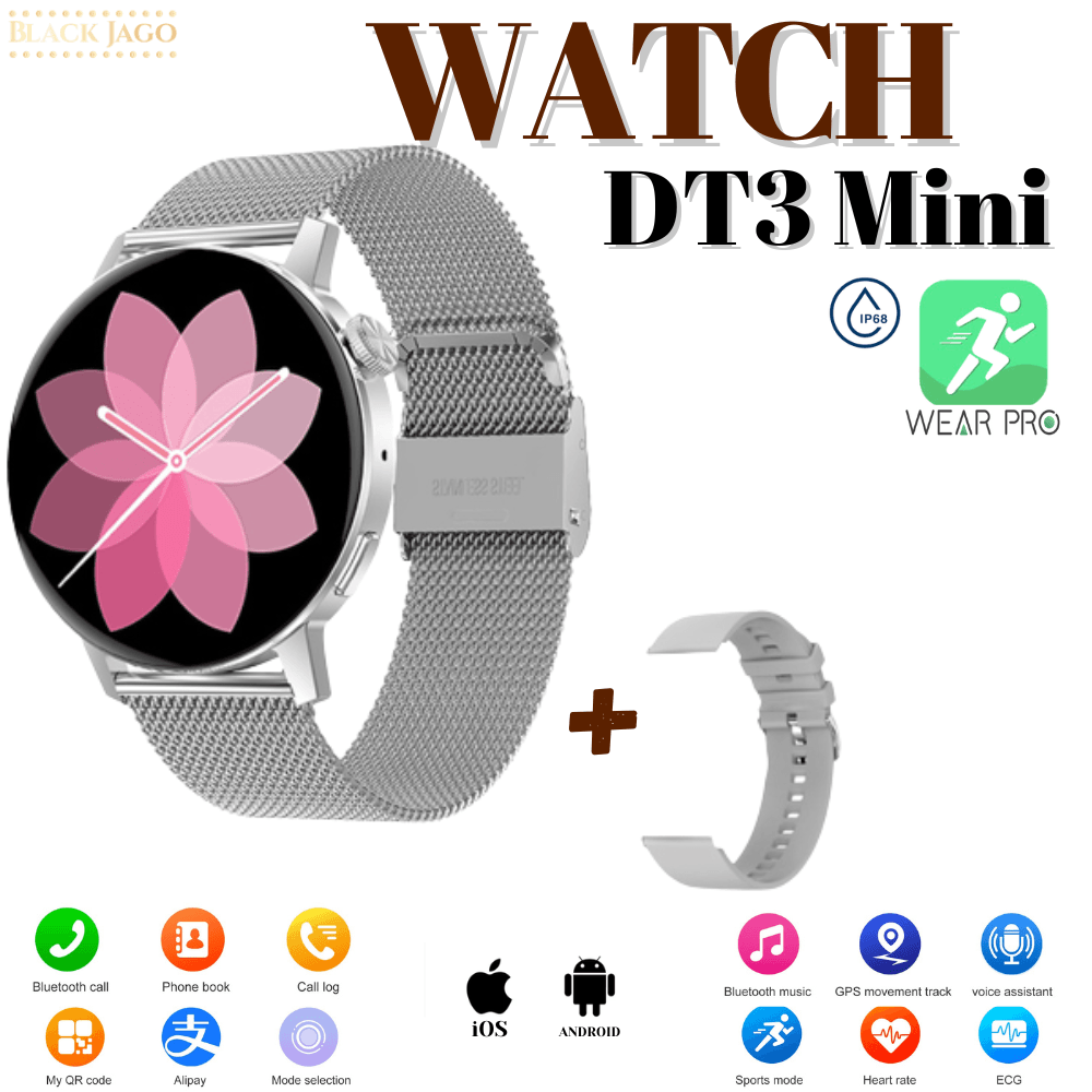Smartwatch Dt3 Mini Reloj Doble Correa Alta Gama Nfc Gps Plateado - Promart