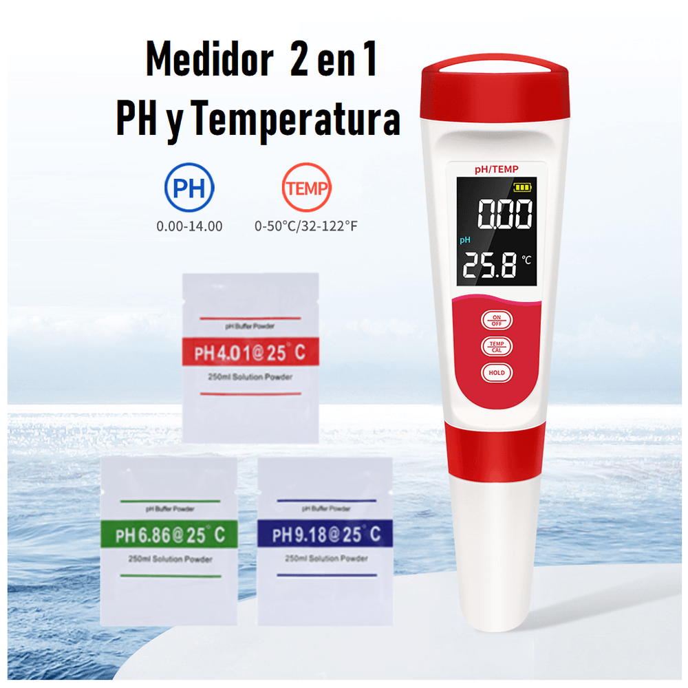 Medidor Digital De Ph Potenciómetro 2 En 1 Ph y Temperatura - Promart
