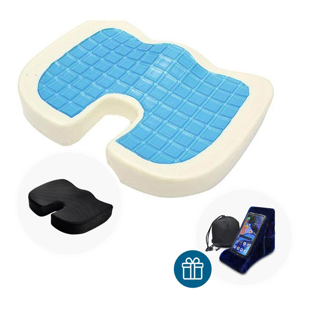 Cojín Coxis con Gel Frío y Regalo Portacelular Teraflex 46x35x7cm