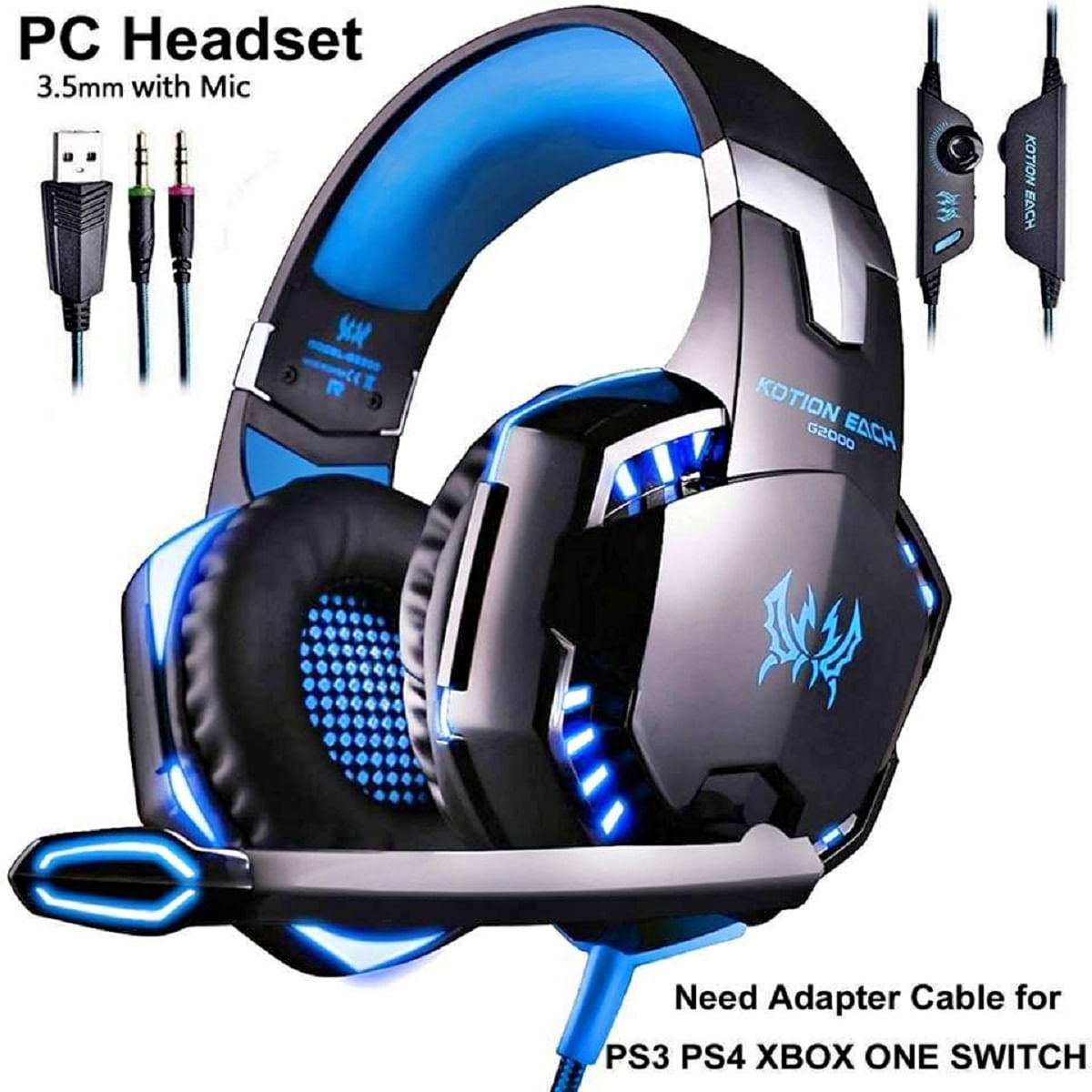 Audífonos Diadema Gamer Kotion G2000 -Azul