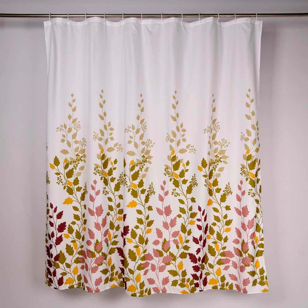 Cortina de Baño Poly Leaves Orange 180x180cm Multicolor