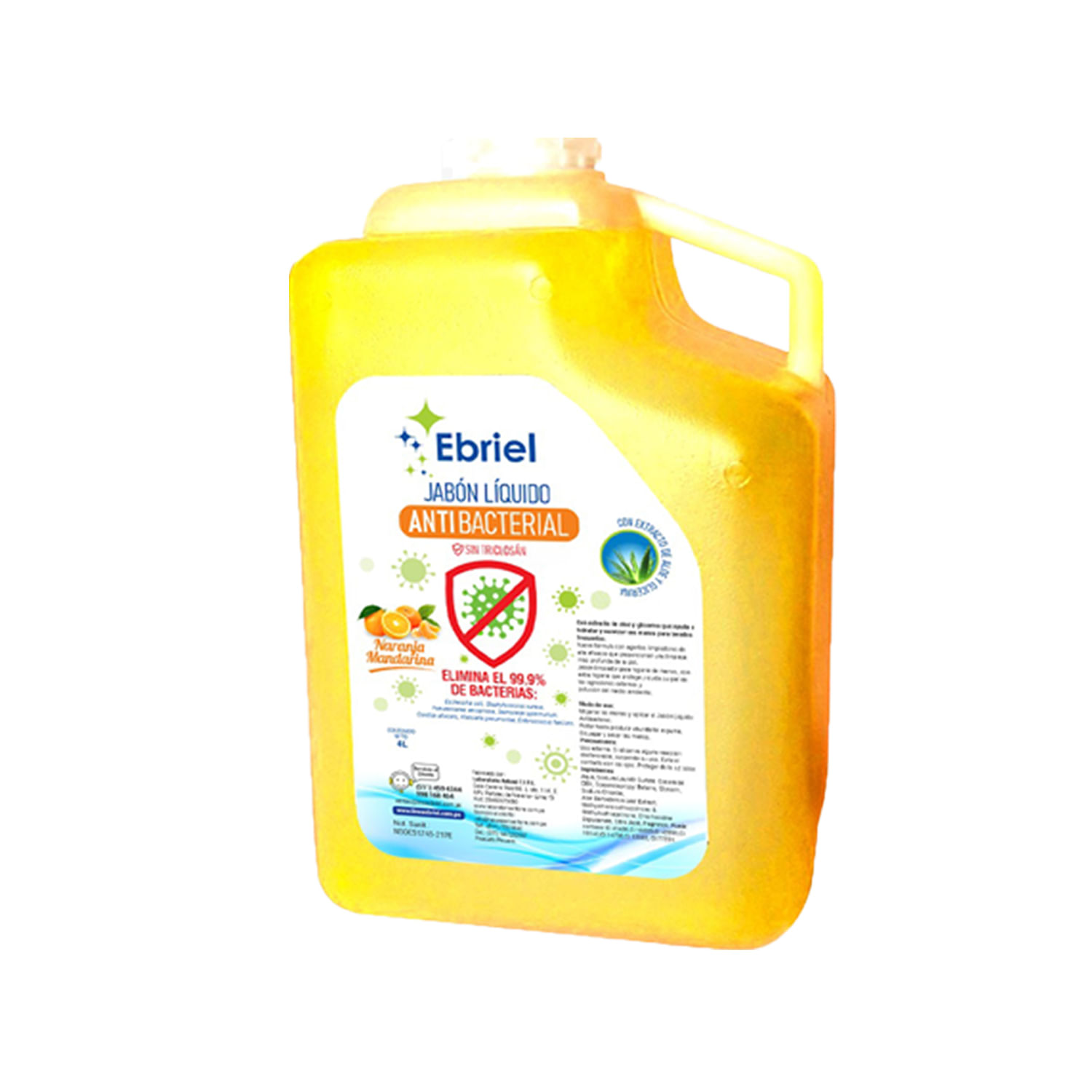 Jabón Liquido Antibacterial Ebriel Aroma Naranja Mandarina 4 Lt.