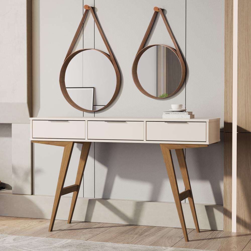 Mesa recibidora Nórdica 3 cajones Opra color Blanco/Duna TU MESITA