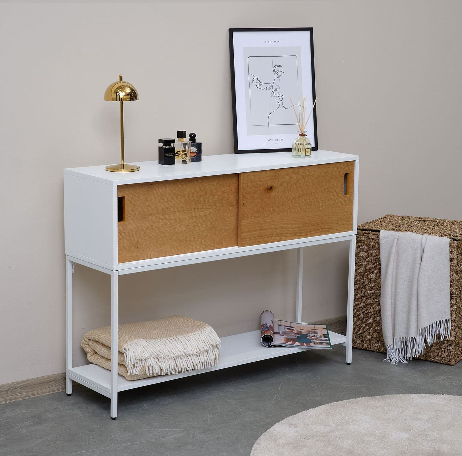 Mesa Auxiliar multifuncional Sahara color Blanco/Duna TU MESITA