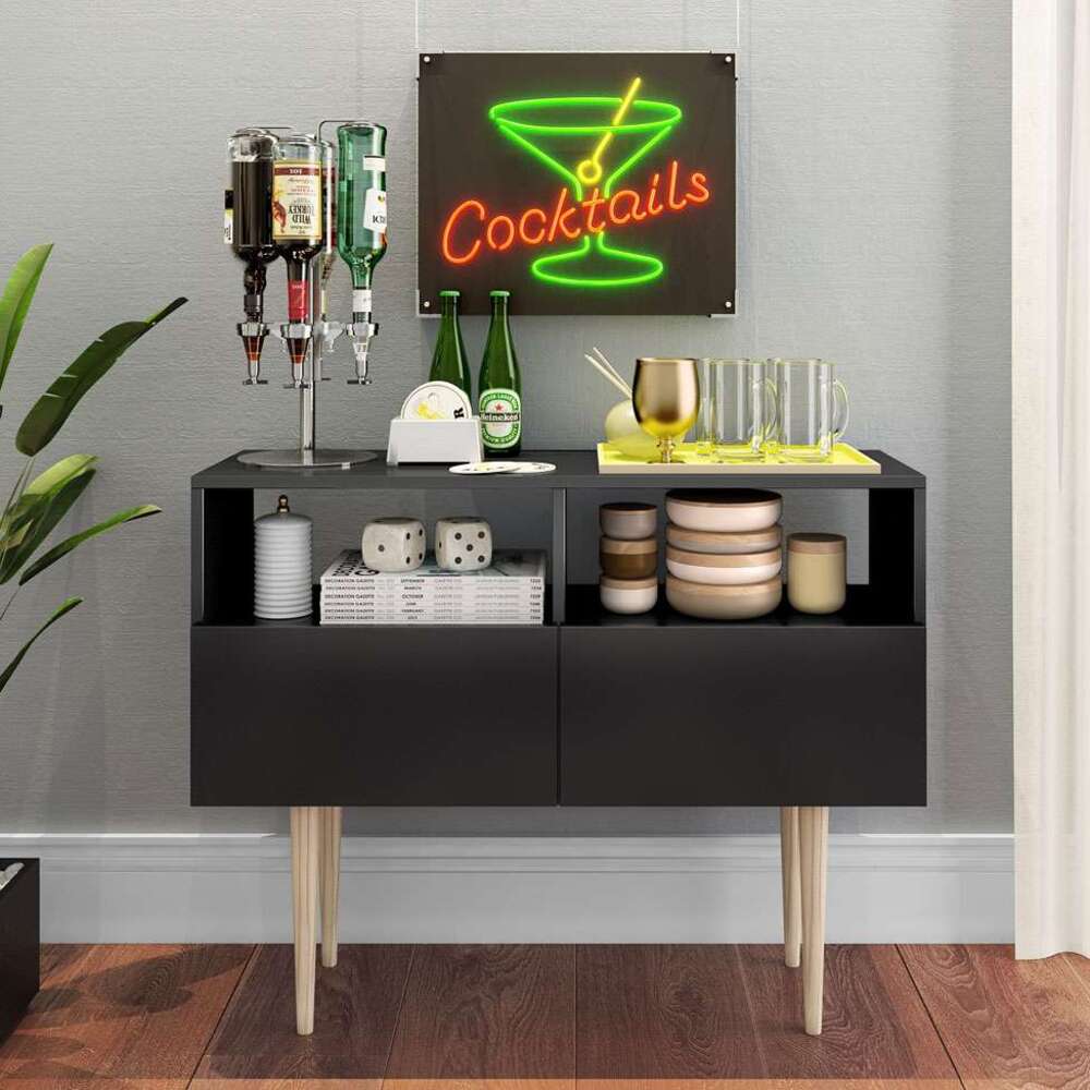 Aparador Vajillero práctico Cameron color Negro TU MESITA