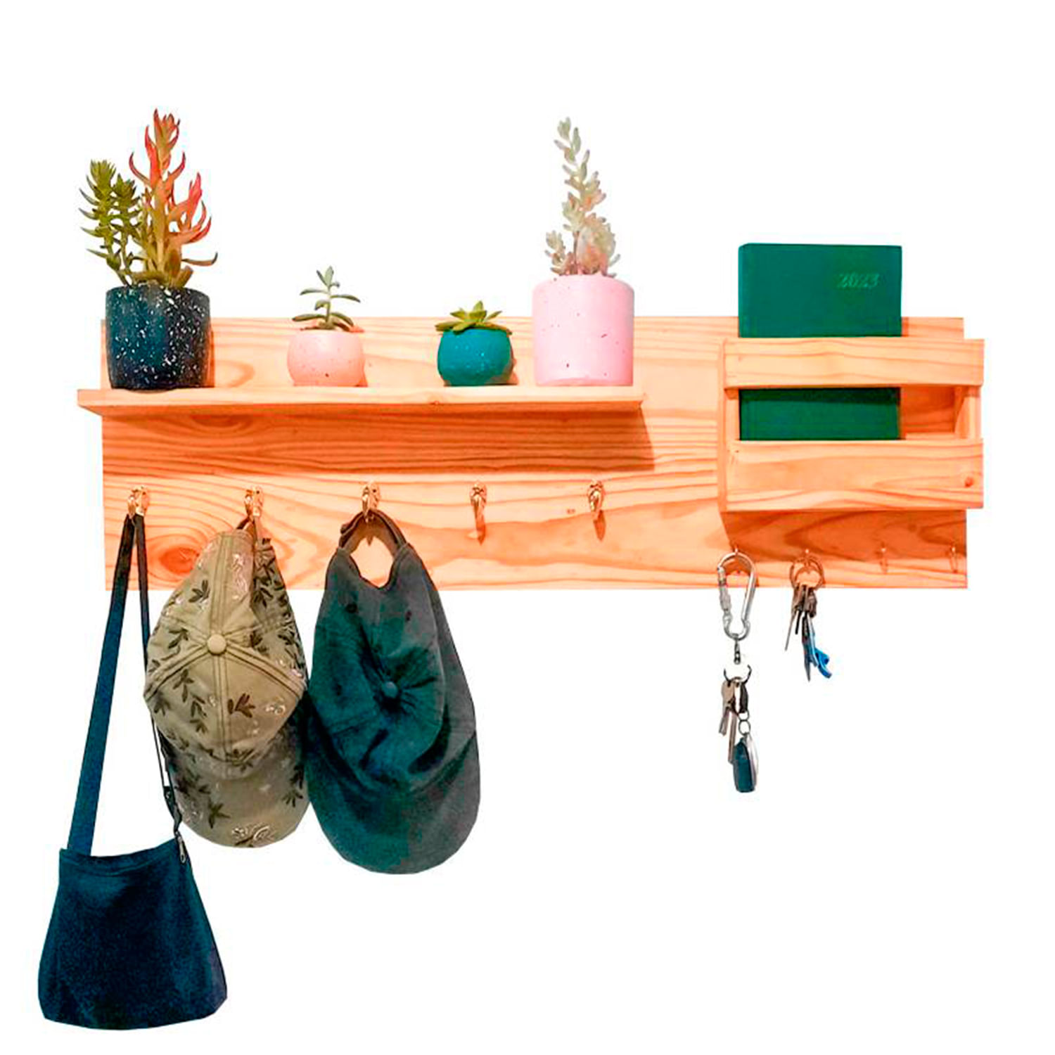 Perchero Empotrable Lauren de Madera Reciclada Acabado Barniz Transparente