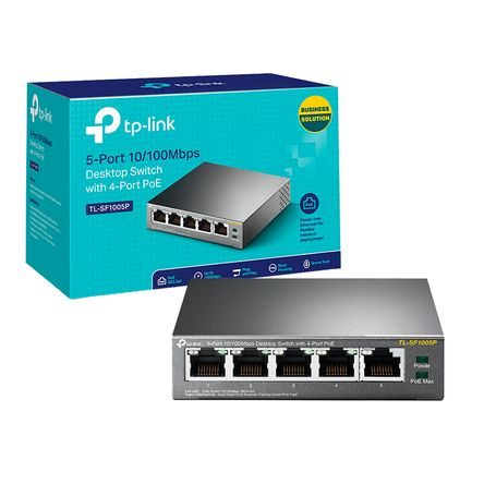 Switch Tl Sf1005p Tp Link 5 Puertos 10,100 Mbps Conector Poe Tp-Link