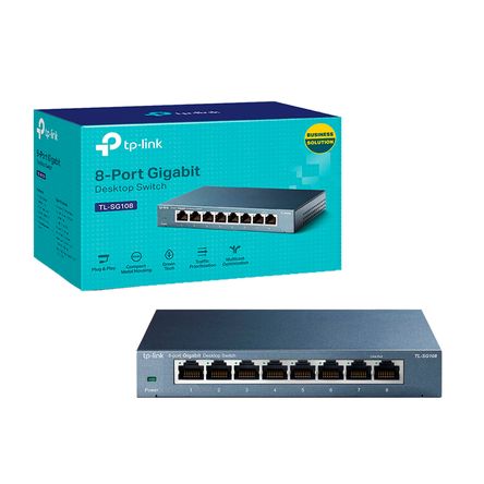Switch Tl Sg108 Tp Link 8 Puertos de 10,100,1000mbps Switch Tl Sg108 Tp Link 8 Puertos de 10,100,1000mbps