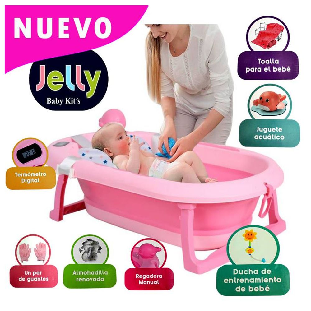 Bañera Plegable Baby Kits Jelly Termómetro 6 Accesorios - Promart