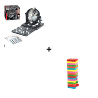 Combo Bingo Neo Juego de Mesa Familiar + Jenga Juego de Equilibrio de Colores