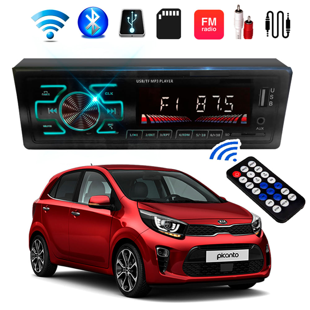 Autoradio Fm Bluetooth Radio para Auto Carro Control Usb Rca Led - Promart