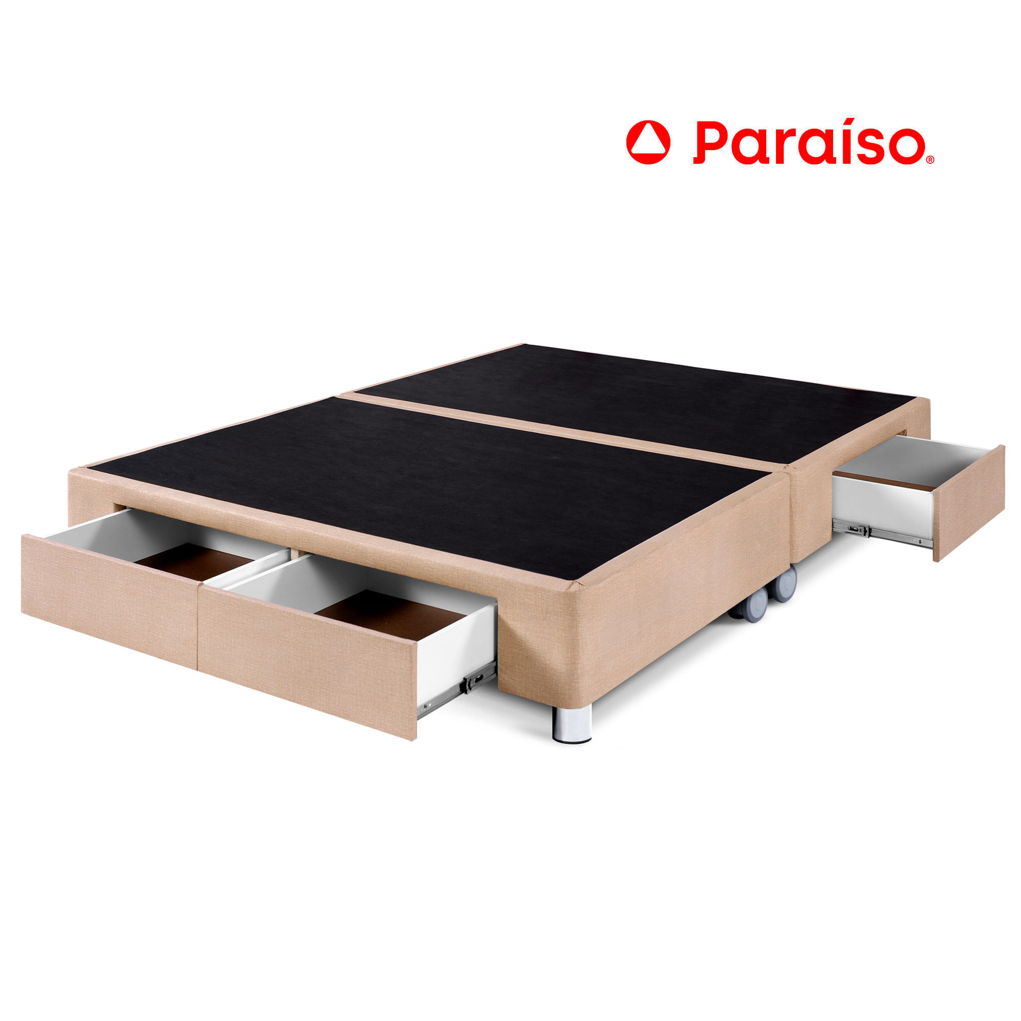 Cama Box Tarima PARAISO C/Cajones King Champagne
