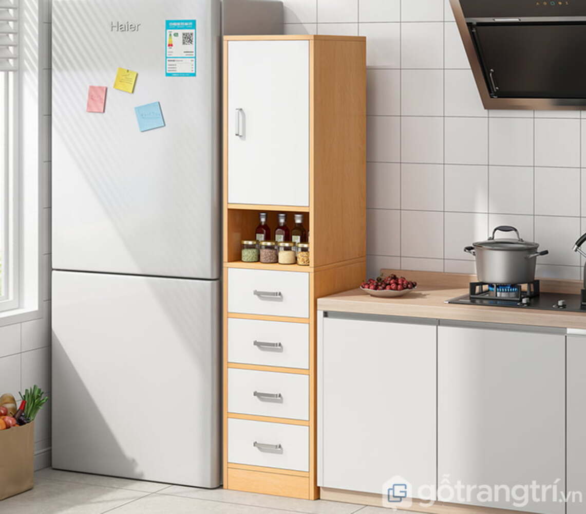 Repostero alto de cocina Multiusos Miranda color Blanco/Duna TU MESITA