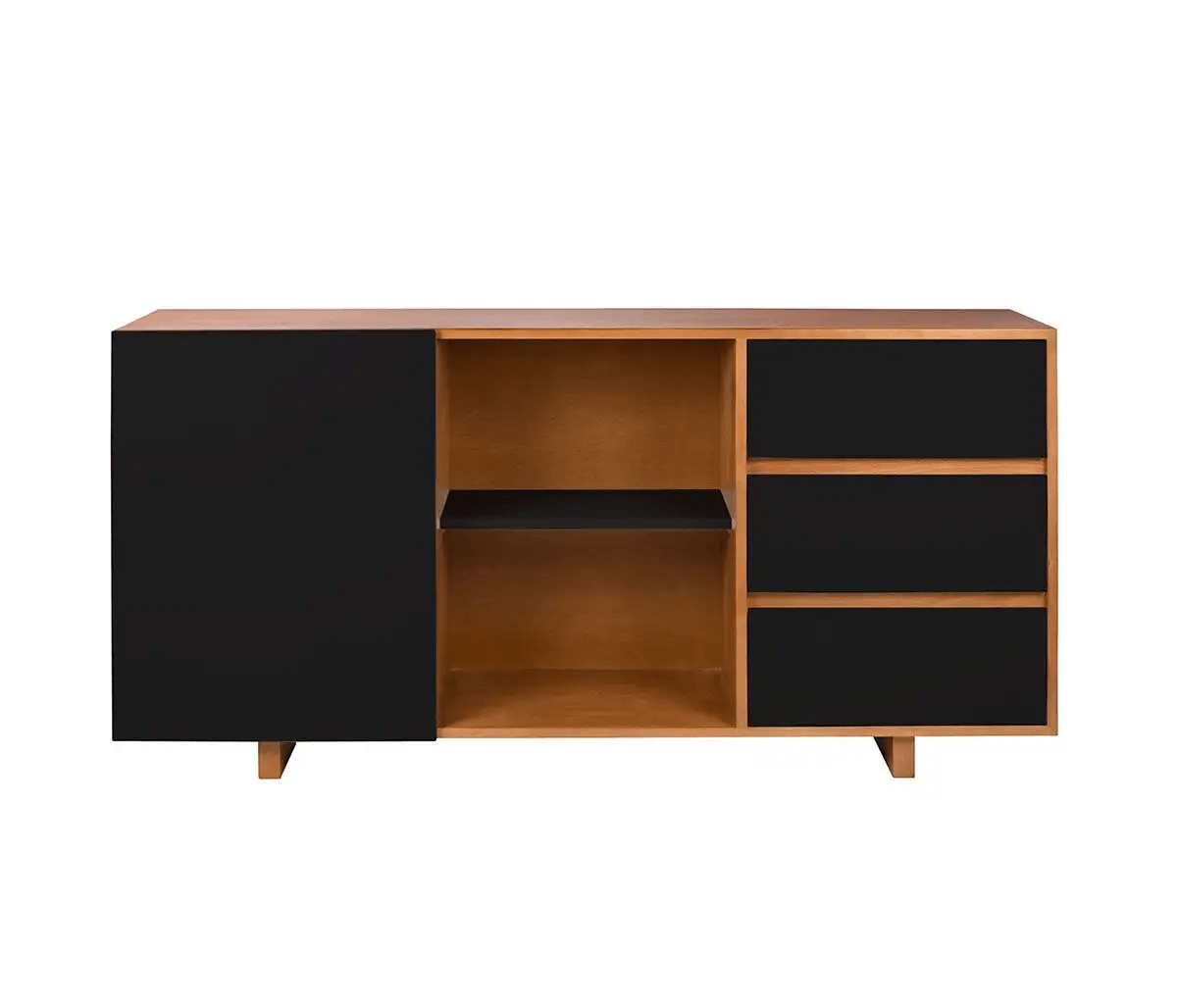 Aparador multiusos 3 cajones 1 puerta Majesty color Negro/Duna TU MESITA