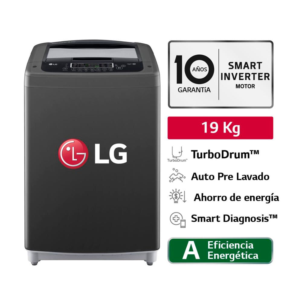 Lavadora LG WT19BPB 19Kg Negro Claro