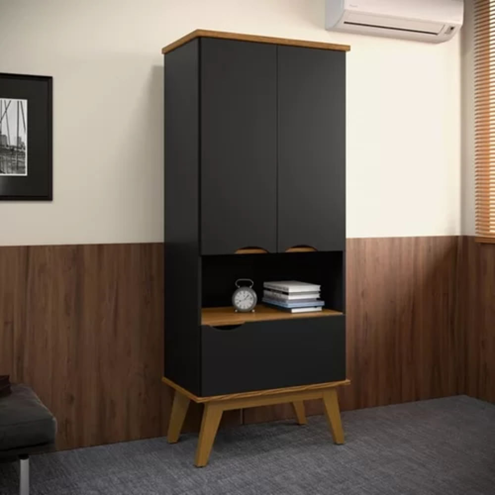 Aparador alto multiusos 2 puertas 1 cajon Arturo color Negro TU MESITA