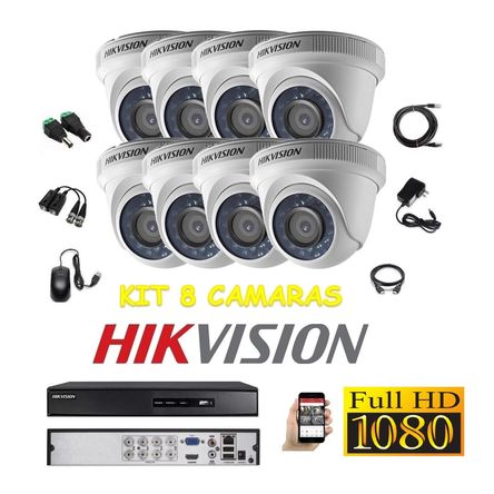 kit 8 Cámaras Seguridad Domo Interior FULLHD Hikvision