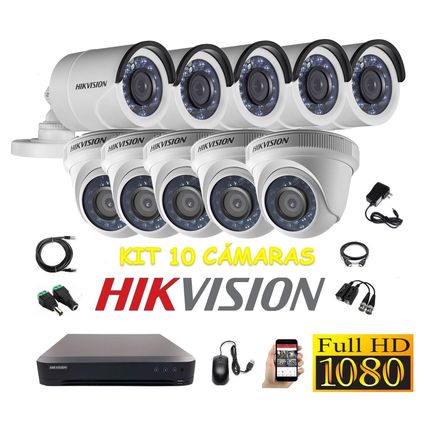 kit 10 Cámaras Seguridad FULLHD Hikvision