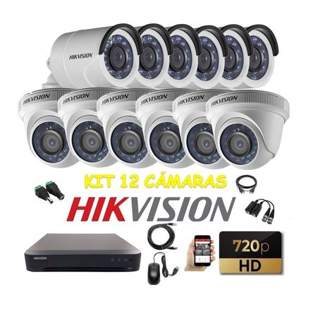 kit 12 Cámaras Seguridad HD Hikvision