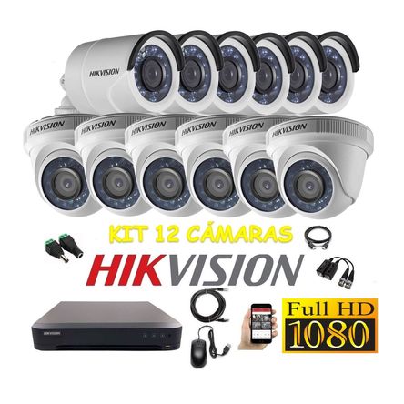 kit 12 Cámaras Seguridad FULLHD Hikvision