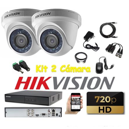 kit 2 Cámaras Seguridad Domo interior HD Hikvision