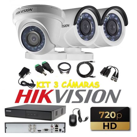 kit 3 Cámaras Seguridad HD 720p Hikvision